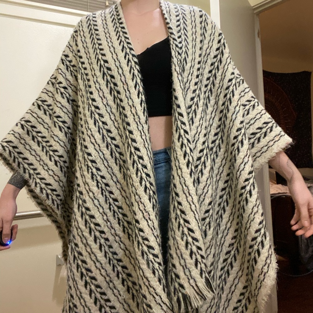Free People Aztec Poncho Cape Shawl